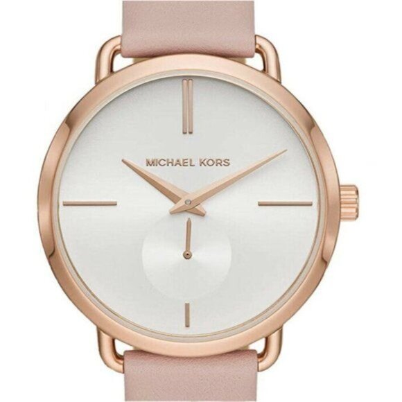 Michael Kors Rose Gold Leather Watch MK2907 Portia Three-hand Blush - Picture 2 of 5